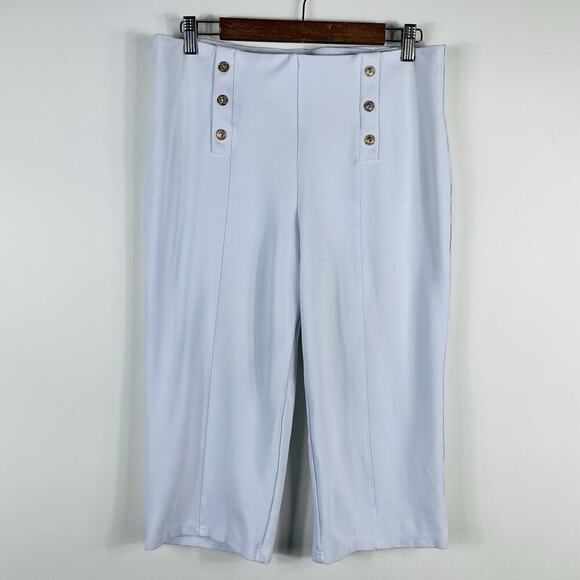 Nygard Slims Size Large Sailor Style Pull On Capri Pants White - Picture 1 of 5